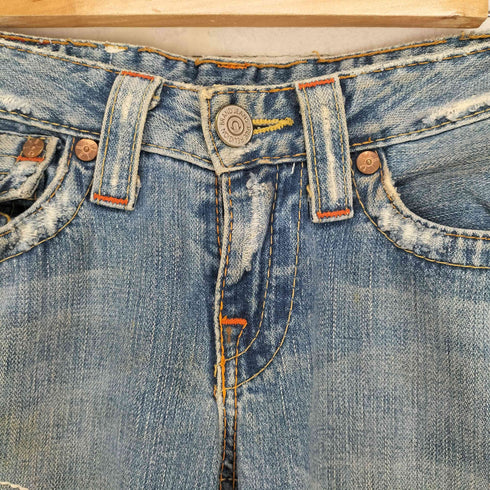 トゥルーレリジョン TRUE RELIGION WOODSTOCK MADE IN USA ダメージ加工フレアデニムパンツ レディース 27
