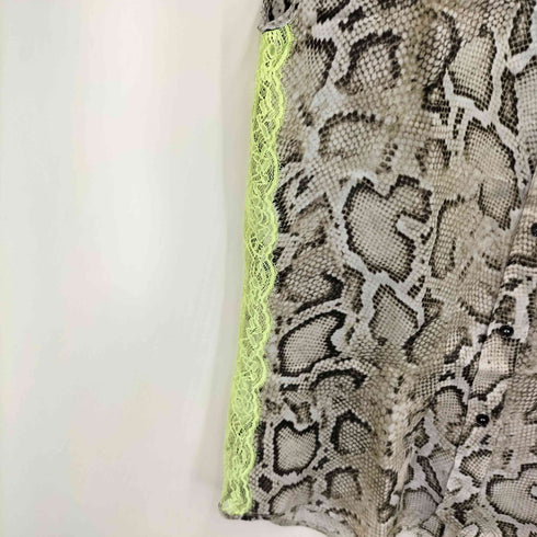 ピンコ PINKO レース切り替え パイソン プリント ノースリーブ シャツ レディース EUR:38