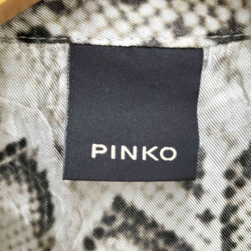 ピンコ PINKO レース切り替え パイソン プリント ノースリーブ シャツ レディース EUR:38
