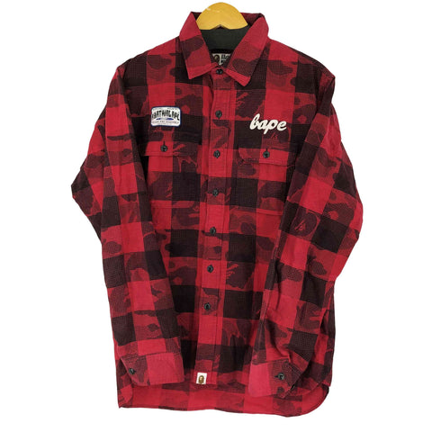 アベイシングエイプ A BATHING APE APEカモ バッファローチェック シャツ メンズ JPN:XL