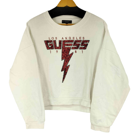 ゲス GUESS フロントラメクルーネックスウェット レディース import:M