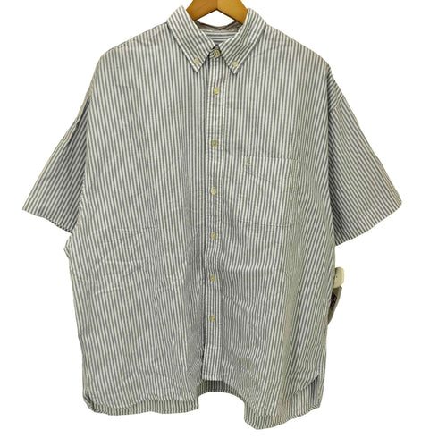 ビームス BEAMS JUST LOOSE COLLECTION ロゴ 刺繍 ボタンダウン ストライプ S/S シャツ メンズ JPN:M