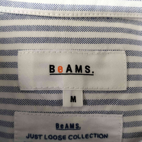 ビームス BEAMS JUST LOOSE COLLECTION ロゴ 刺繍 ボタンダウン ストライプ S/S シャツ メンズ JPN:M