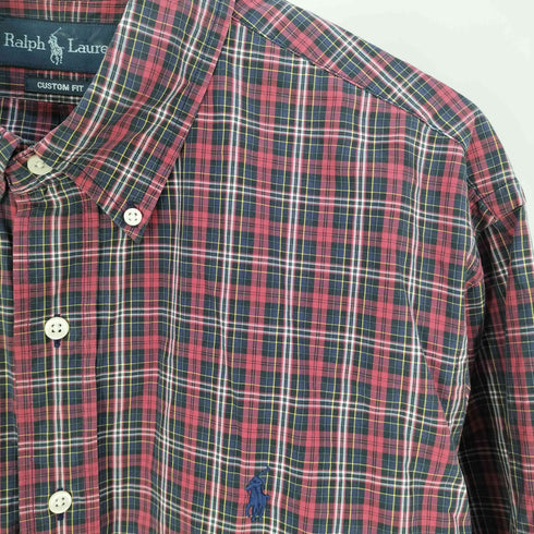 ラルフローレン RALPH LAUREN CUSTOM FIT ポニー刺繍 ボタンダウン チェックシャツ メンズ import:XL