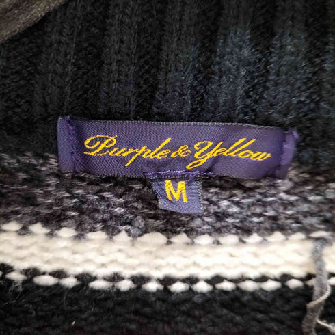 パープルアンドイエロー Purple&Yellow ベロアモールボーダー ハーフジップワイドプルオーバー メンズ import:M