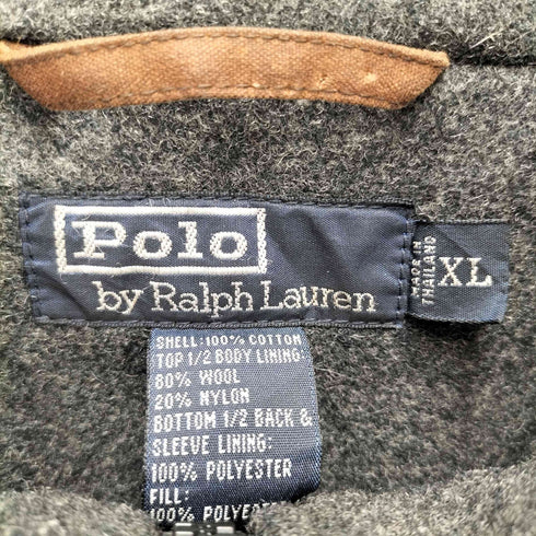 ポロバイラルフローレン Polo by RALPH LAUREN 90S 裏地フリース 比翼 ジップアップ スタンドカラー オイルド ジャケット メンズ import:XL