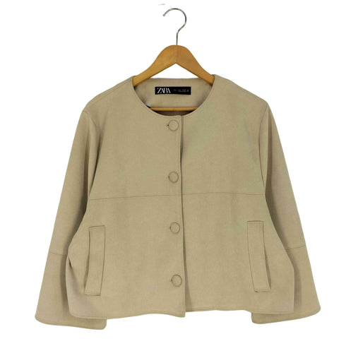 ザラ ZARA フェイクスウェード ノーカラージャケット レディース import:L