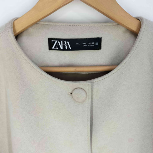 ザラ ZARA フェイクスウェード ノーカラージャケット レディース import:L