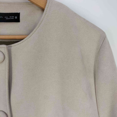 ザラ ZARA フェイクスウェード ノーカラージャケット レディース import:L