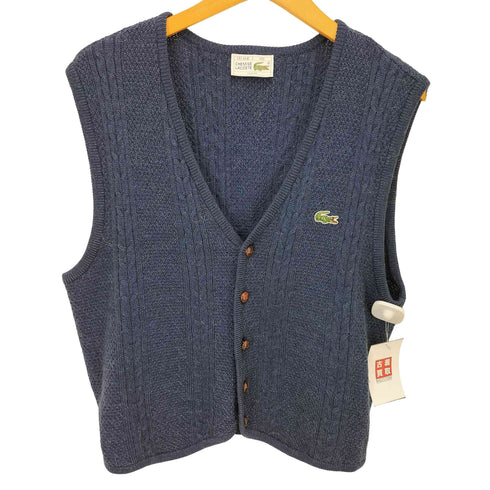 ラコステ LACOSTE 80-90S クルミボタン アクリル混 ウール ケーブル ニット ベスト メンズ 100