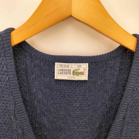 ラコステ LACOSTE 80-90S クルミボタン アクリル混 ウール ケーブル ニット ベスト メンズ 100