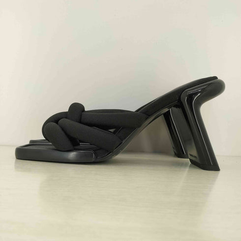 チャールズアンドキース CHARLES&KEITH Toni トニー ノットパッフィーストラップミュール - ブラックテクスチャード レディース JPN:23.5