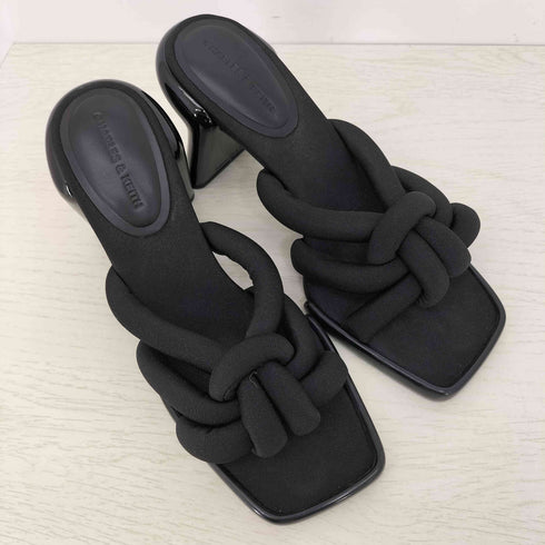 チャールズアンドキース CHARLES&KEITH Toni トニー ノットパッフィーストラップミュール - ブラックテクスチャード レディース JPN:23.5