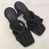 チャールズアンドキース CHARLES&KEITH Toni トニー ノットパッフィーストラップミュール - ブラックテクスチャード レディース JPN:23.5
