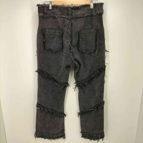 メイド エクストリーム MADE EXTREME 切りっぱなし パッチワーク ブラック デニム パンツ ユニセックス レディース XL