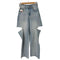 グレイル GRL スリットデニムワイドパンツ レディース JPN:M