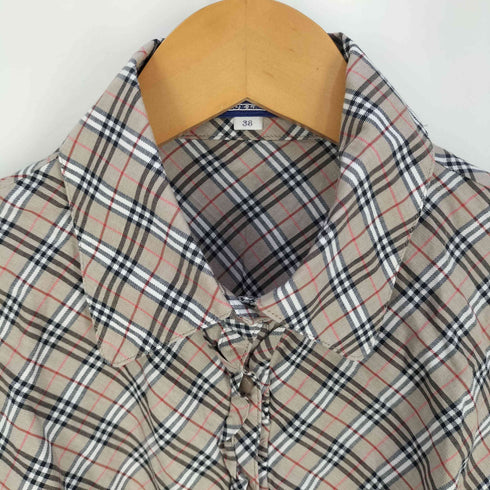 バーバリーブルーレーベル BURBERRY BLUE LABEL ロゴ刺繍 ノバチェック フリルシャツ レディース 38