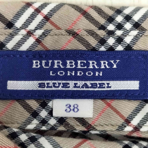 バーバリーブルーレーベル BURBERRY BLUE LABEL ロゴ刺繍 ノバチェック フリルシャツ レディース 38