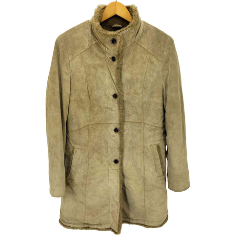 エディーバウアー Eddie Bauer SEATTLE SUEDE フェイクファー ピッグスキン スタンドカラーコート レディース import:M