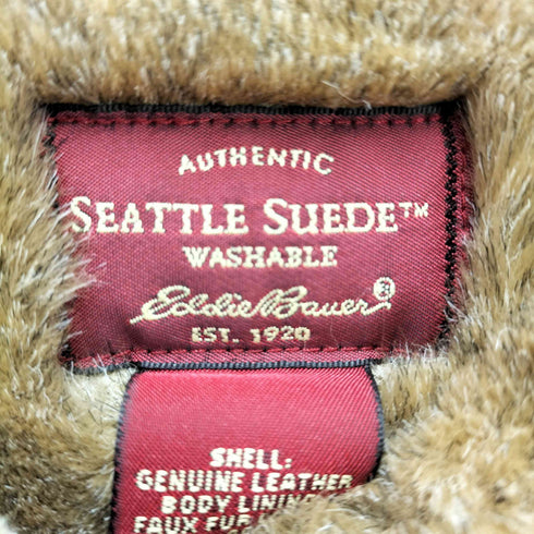 エディーバウアー Eddie Bauer SEATTLE SUEDE フェイクファー ピッグスキン スタンドカラーコート レディース import:M