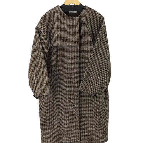 eaphi NO COLLAR WOOL CHECK COAT レディース