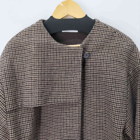 eaphi NO COLLAR WOOL CHECK COAT レディース