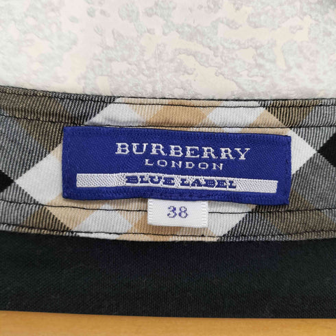 バーバリーブラックレーベル BURBERRY BLACK LABEL チェックパイピングウエストマークハーフボタンブラウス レディース 38