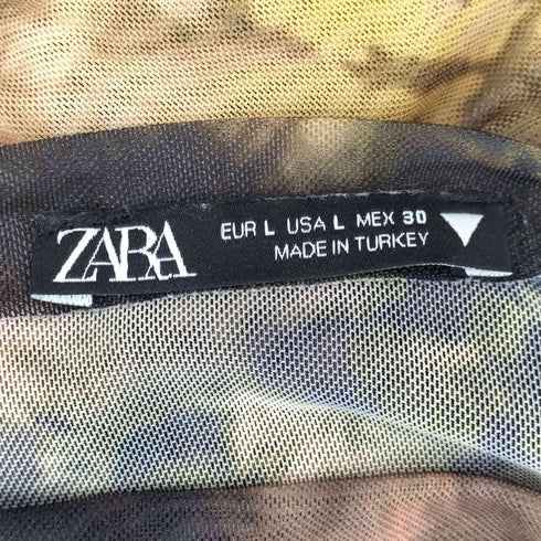 ザラ ZARA 総柄 シースルートップス メンズ JPN:L