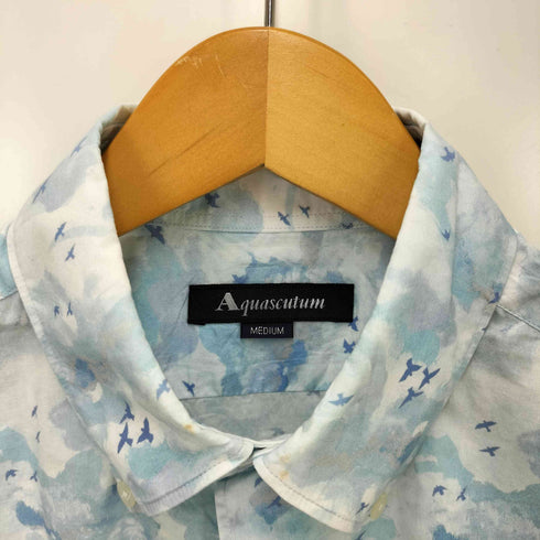 アクアスキュータム AQUASCUTUM ボタンダウン 総柄 S/S コットンシャツ メンズ import:M