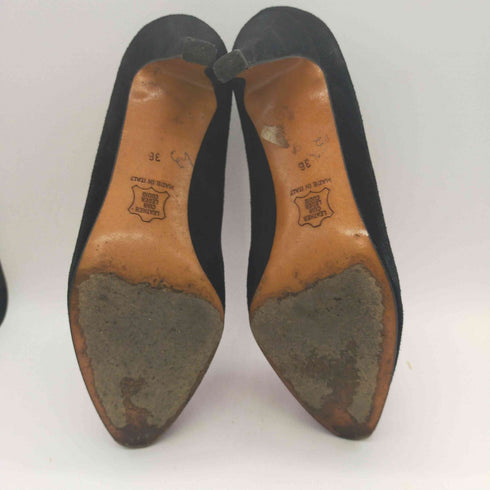 イヴサンローラン Yves Saint Laurent イタリア製 フラワー デザイン スウェード ヒール パンプス レディース EUR:36