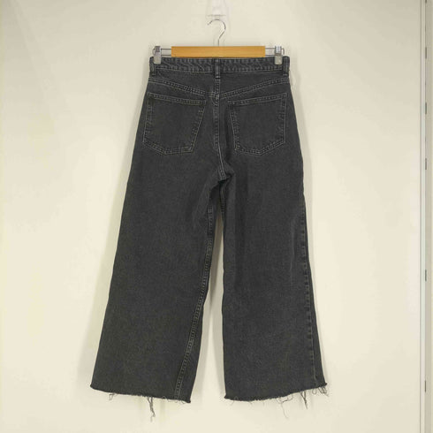 ザラ ZARA ダメージ カットオフ加工 ワイド ブラック デニムパンツ レディース 36
