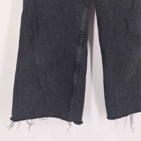 ザラ ZARA ダメージ カットオフ加工 ワイド ブラック デニムパンツ レディース 36