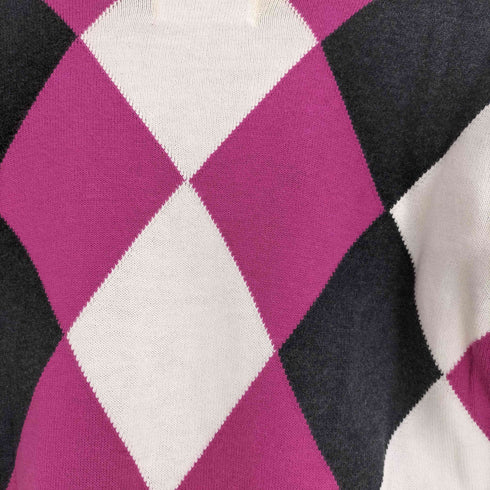フレッドペリー FRED PERRY Vネック アーガイル柄 コットン 長袖 ニット レディース US:8