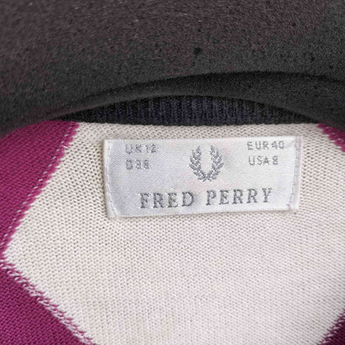 フレッドペリー FRED PERRY Vネック アーガイル柄 コットン 長袖 ニット レディース US:8