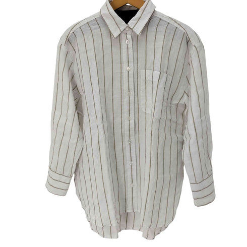 バナナリパブリック BANANA REPUBLIC ボーダー柄L/S ビックシャツ レディース import:M