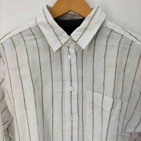 バナナリパブリック BANANA REPUBLIC ボーダー柄L/S ビックシャツ レディース import:M