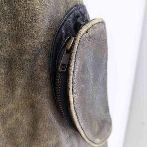 MODA ITALIANA カウレザージップブルゾン メンズ L