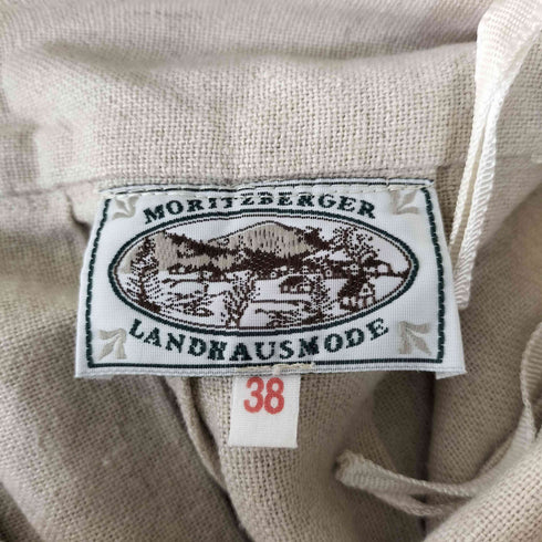 MORITZBERGER LANDHAUSMODE レース切替 メタルボタン タック リネンビスコース フレアスカート レディース 38