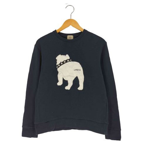 ジェイプレス J.PRESS 犬 ブルドッグ アニマル 刺繍 クルーネックスウェット メンズ import:S