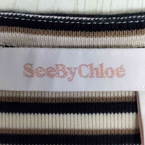 シーバイクロエ SEE BY CHLOE ボーダーフリルスリーブ Vネック ワンピース レディース import:S