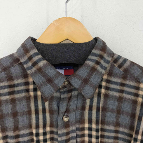 トミーヒルフィガー TOMMY HILFIGER 台湾製 フロント刺繍チェック柄シャツ メンズ L/G