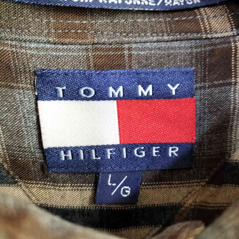 トミーヒルフィガー TOMMY HILFIGER 台湾製 フロント刺繍チェック柄シャツ メンズ L/G