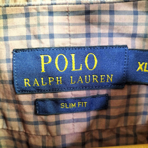 ポロラルフローレン POLO RALPH LAUREN L/S ポニー刺繍 SLIM FIT チェックシャツ メンズ import:XL