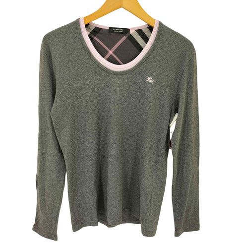 バーバリーブラックレーベル BURBERRY BLACK LABEL ホース刺繍 Uネック L/S カットソー Y2K レディース 2