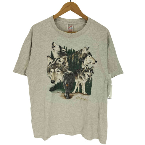 ジャージーズ JERZEES 90S G LACIER NATIONAL PARK ウルフ ツリー プリント S/S クルーネック Tシャツ メンズ import:L