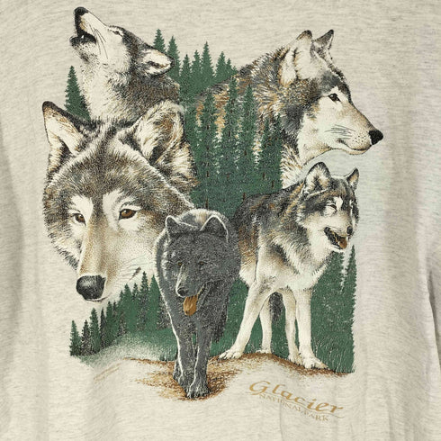 ジャージーズ JERZEES 90S G LACIER NATIONAL PARK ウルフ ツリー プリント S/S クルーネック Tシャツ メンズ import:L