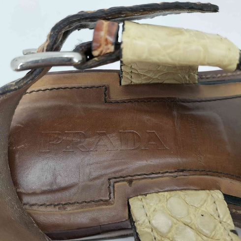 プラダ PRADA 型押しクロコ ストラップサンダル レディース
