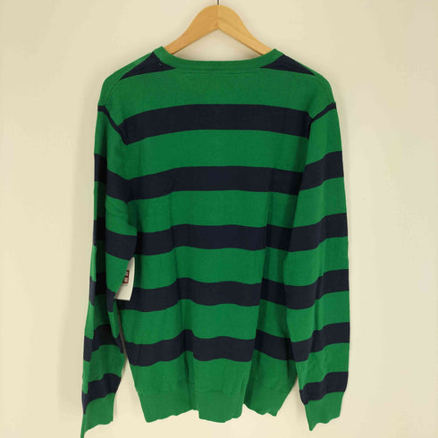 トミーヒルフィガー TOMMY HILFIGER ロゴ刺繍 ボーダー Vネック L/S ニット カットソー メンズ import:XL