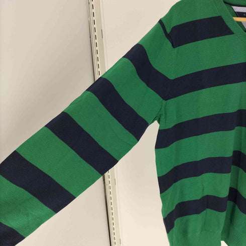 トミーヒルフィガー TOMMY HILFIGER ロゴ刺繍 ボーダー Vネック L/S ニット カットソー メンズ import:XL