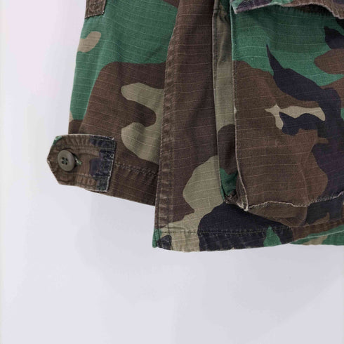 ユーエスアーミー U.S. ARMY 80S 89年製 COMBAT COAT BDU ウッドランドカモ バトル ドレス ユニフォーム リップストップ ミリタリー ジャケット メンズ S-R